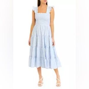 Ruffled Gingham Midi